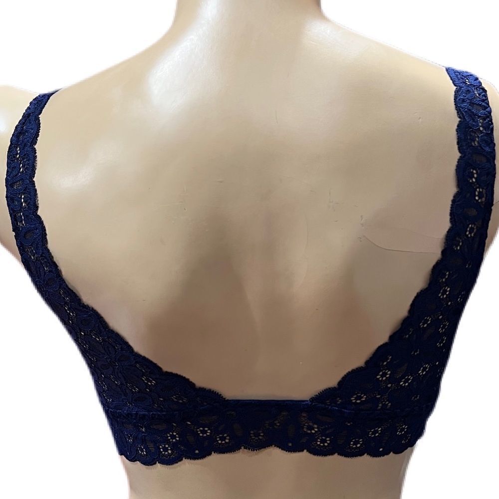 Victorias Secret Sexy lace up Strappy Front Daisy lace bralette bra navy Medium - Picture 4 of 4